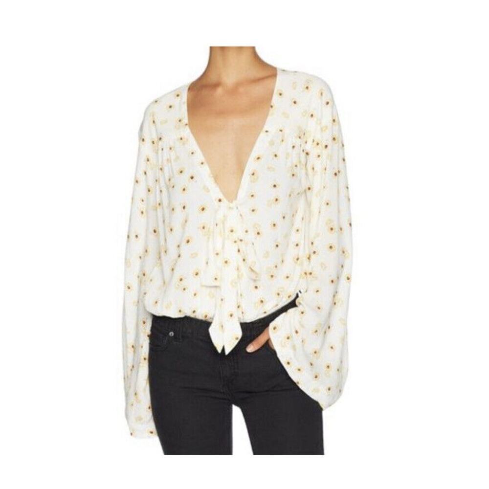Free People Intimately Womens Bodysuit Medium White Floral Sunflower Lace Bottom